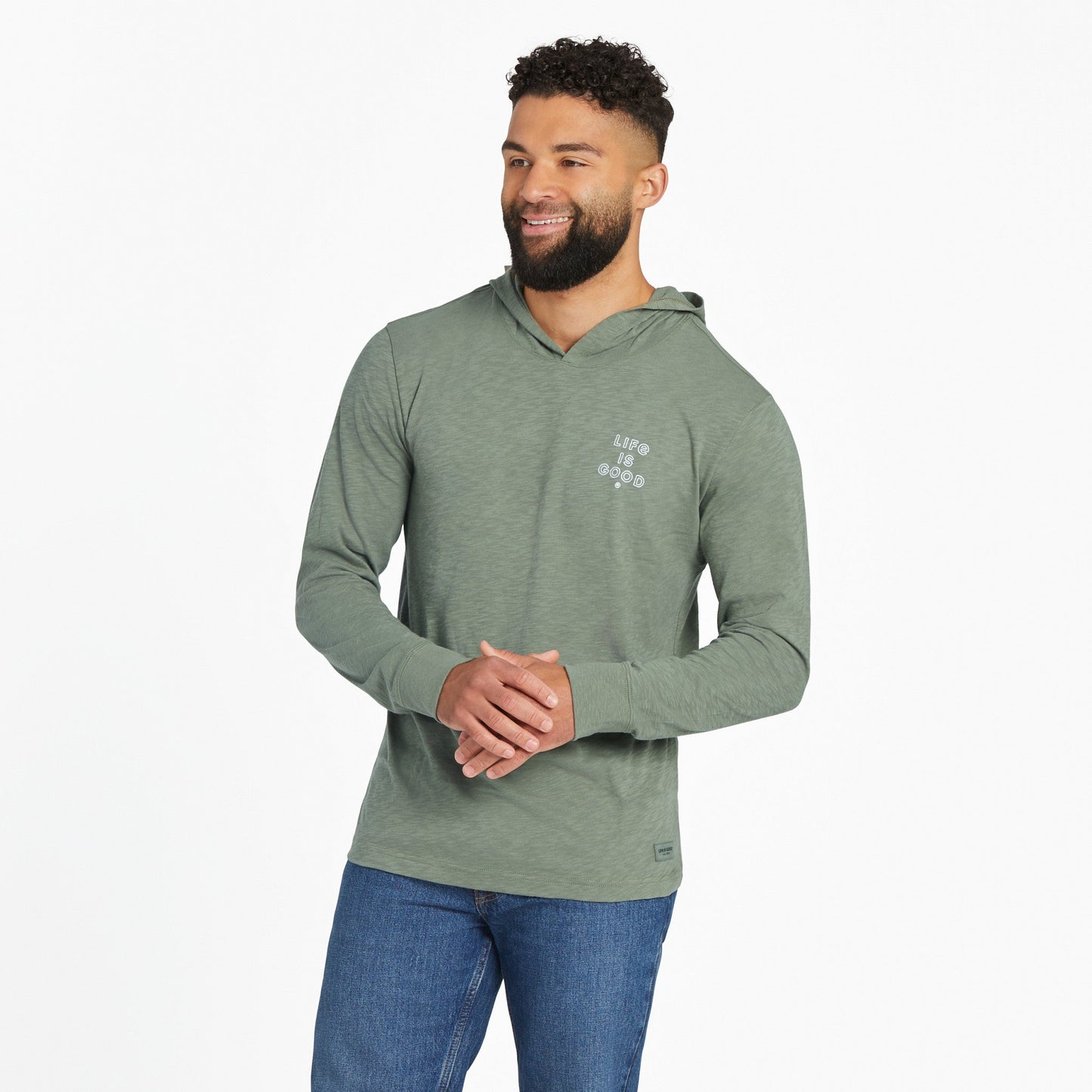 Men's Vertical USA Flag Hand Drawn Textured Slub Hoodie