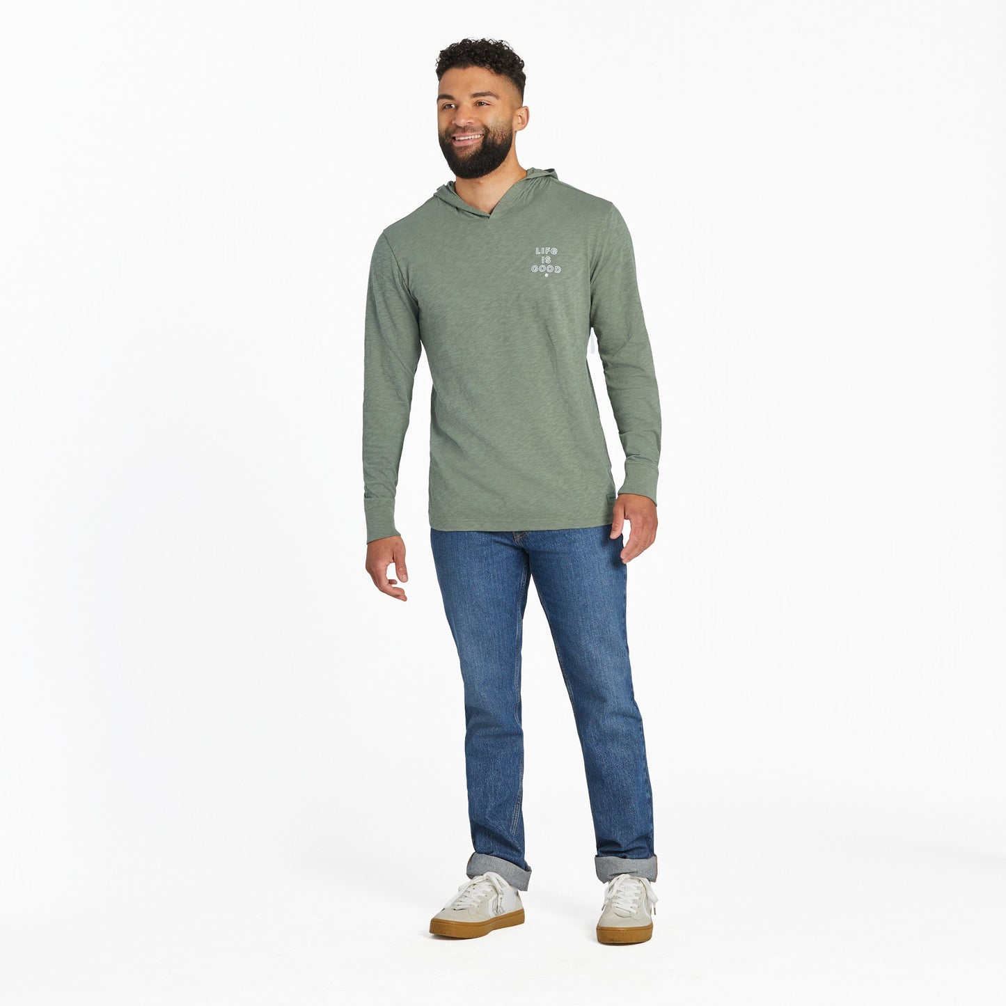 Men's Vertical USA Flag Hand Drawn Textured Slub Hoodie