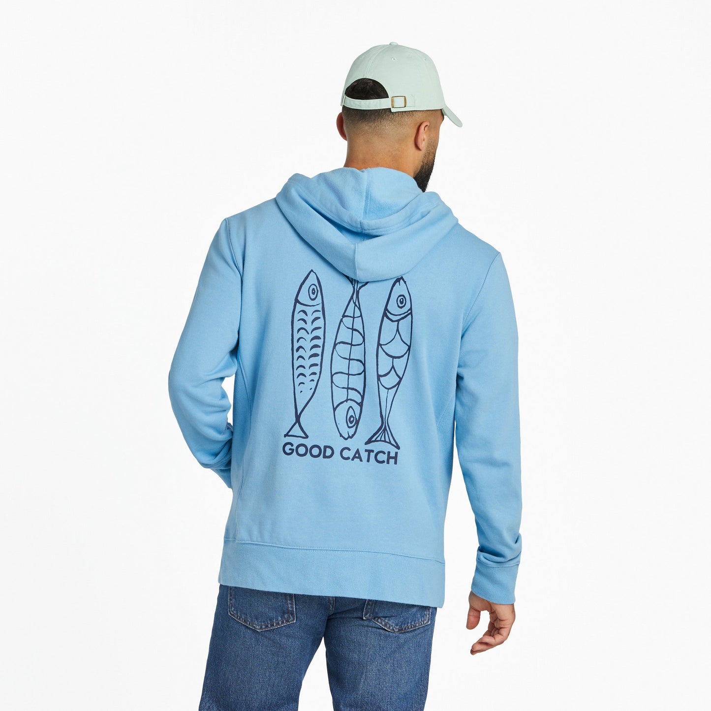 Men's Good Catch Fish Sketch Simply True Fleece Zip Hoodie