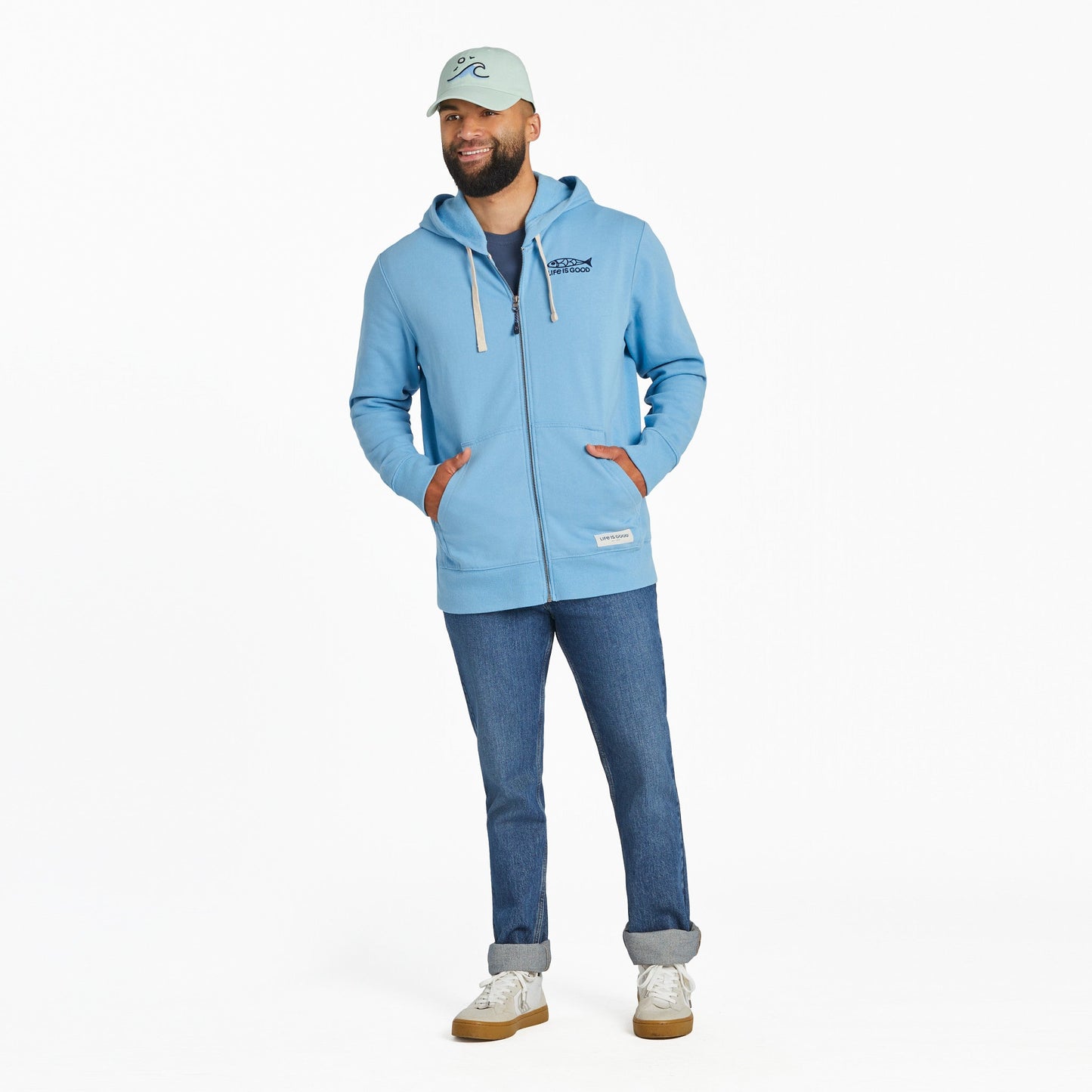 Men's Good Catch Fish Sketch Simply True Fleece Zip Hoodie