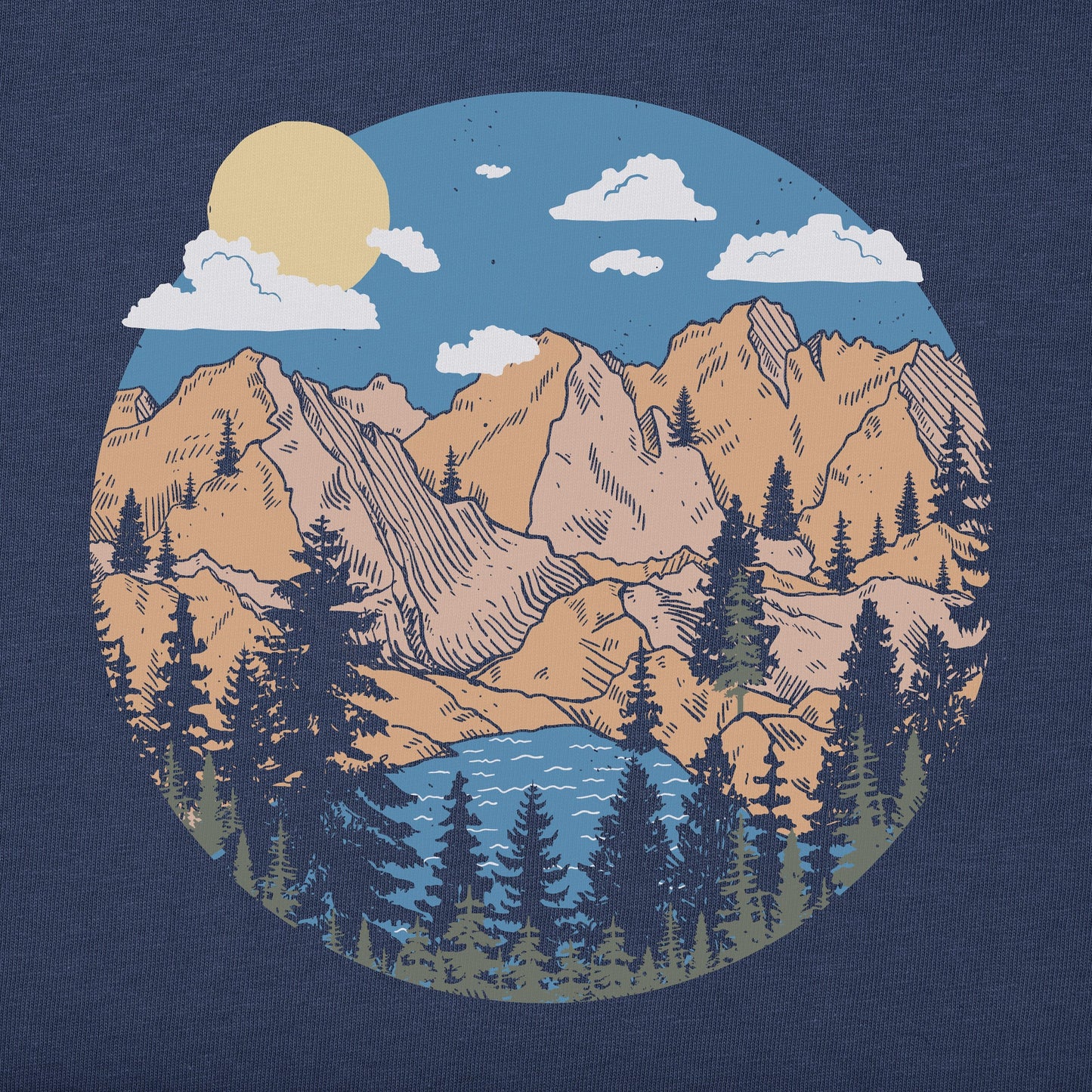 Men's Mountain Scene Circle Simply True Fleece Hoodie