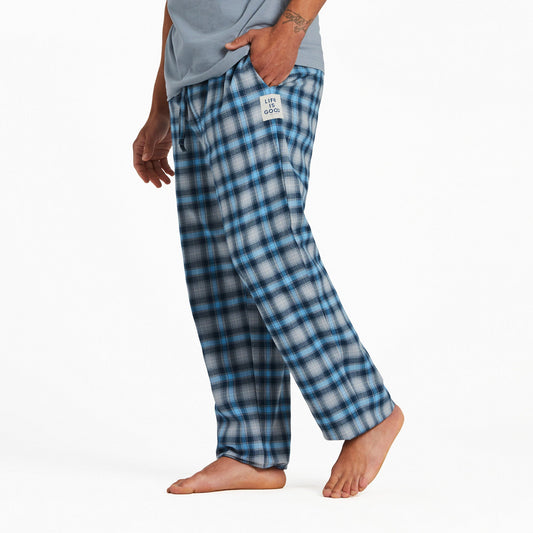 Men's Stone Blue Plaid Classic Sleep Pant