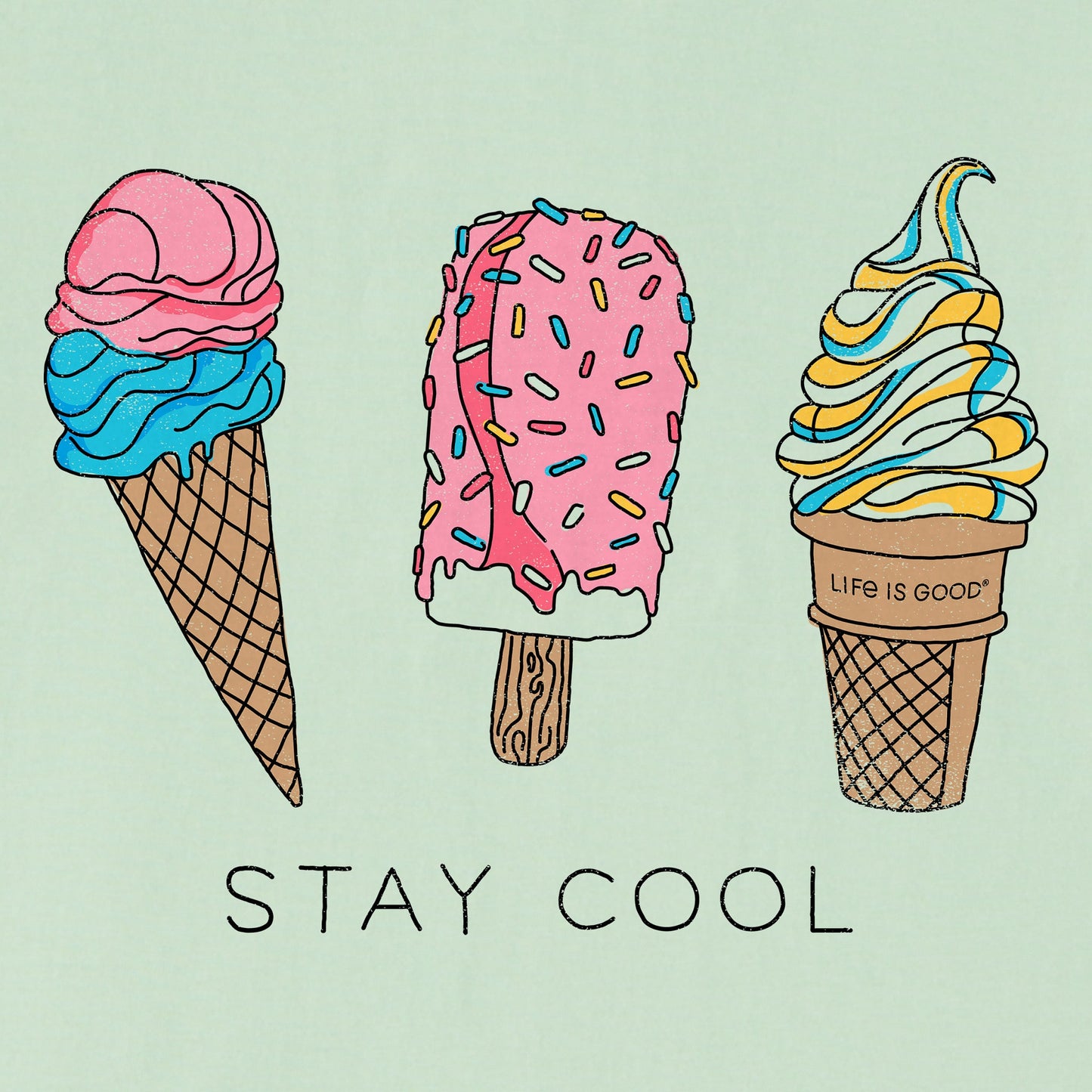 Kids Ice Cream Trio Stay Cool Short Sleeve Crusher Tee