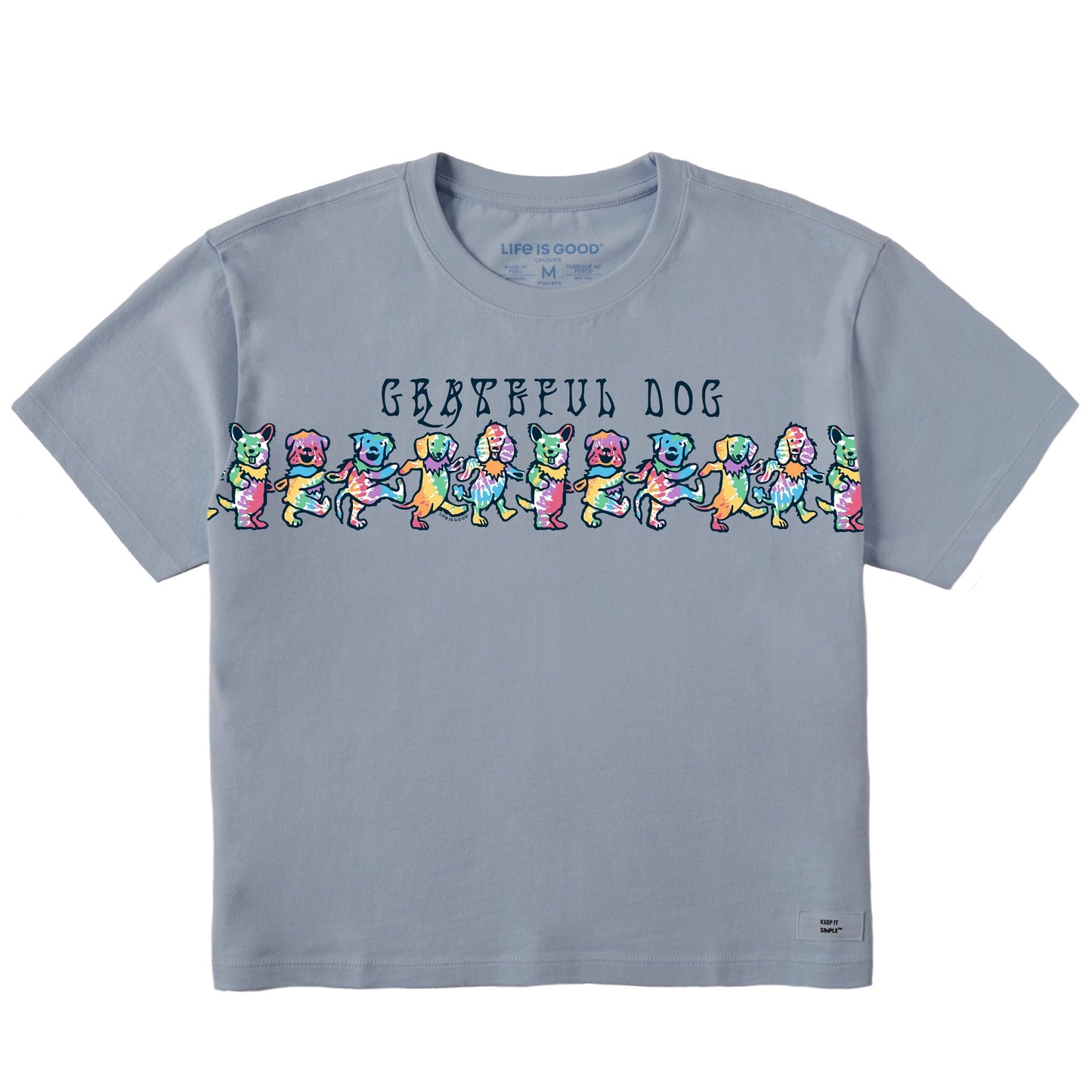 Women's Tie Dye Grateful Dogs Short Sleeve Crusher Boxy Tee