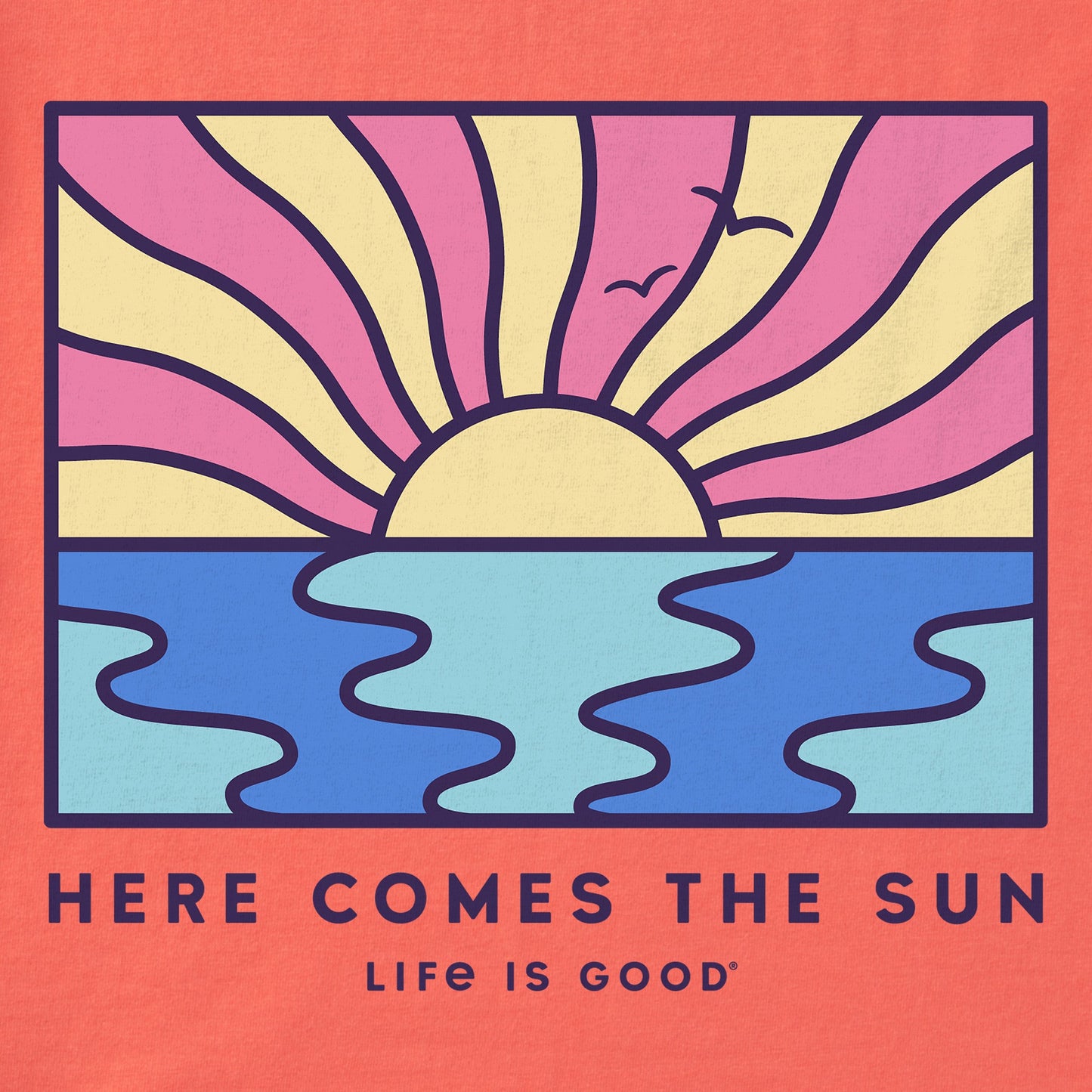 Women's Sun and Water Here Comes The Sun Short Sleeve Crusher Boxy Tee