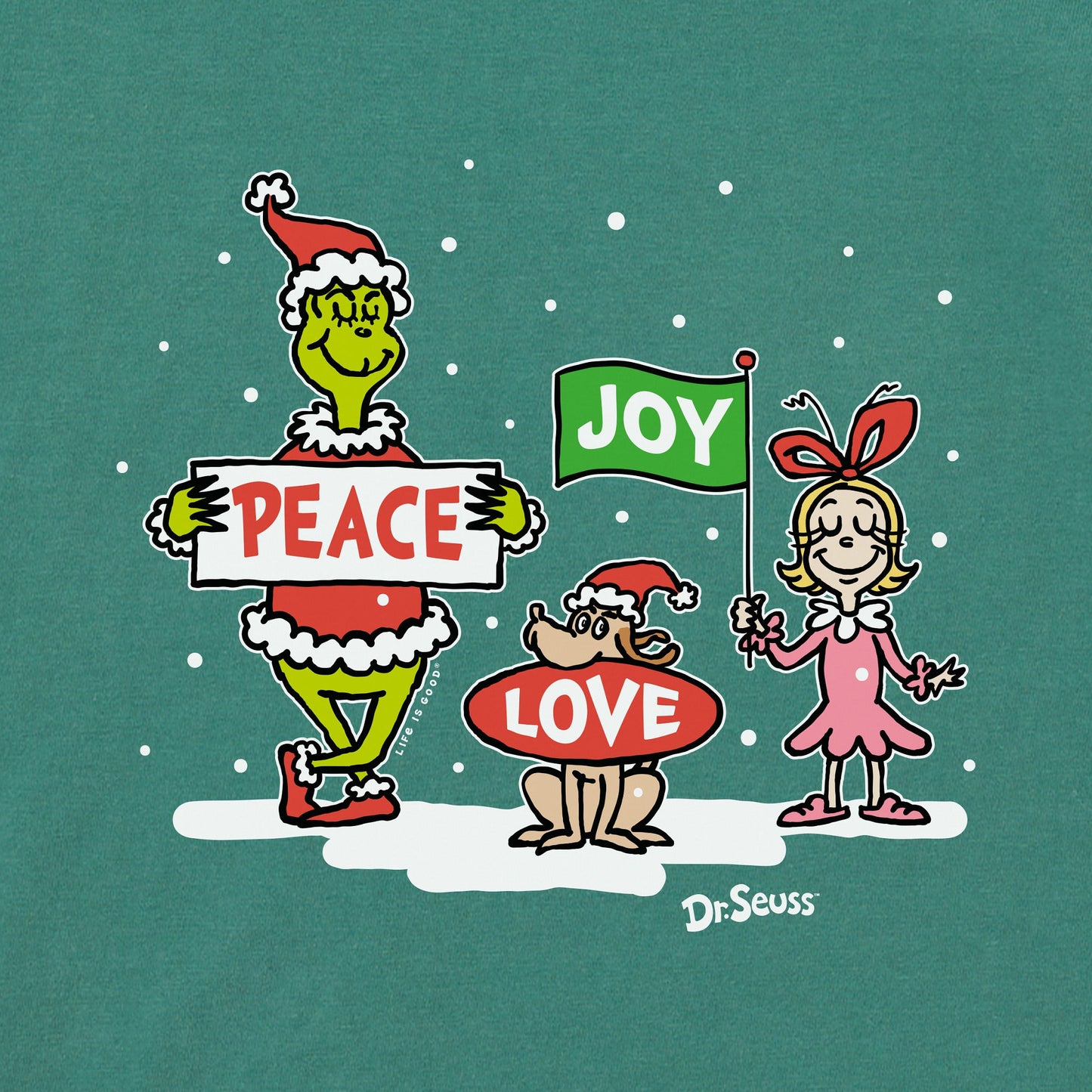 Women's Grinch Peace Love Joy Long Sleeve Crusher Tee