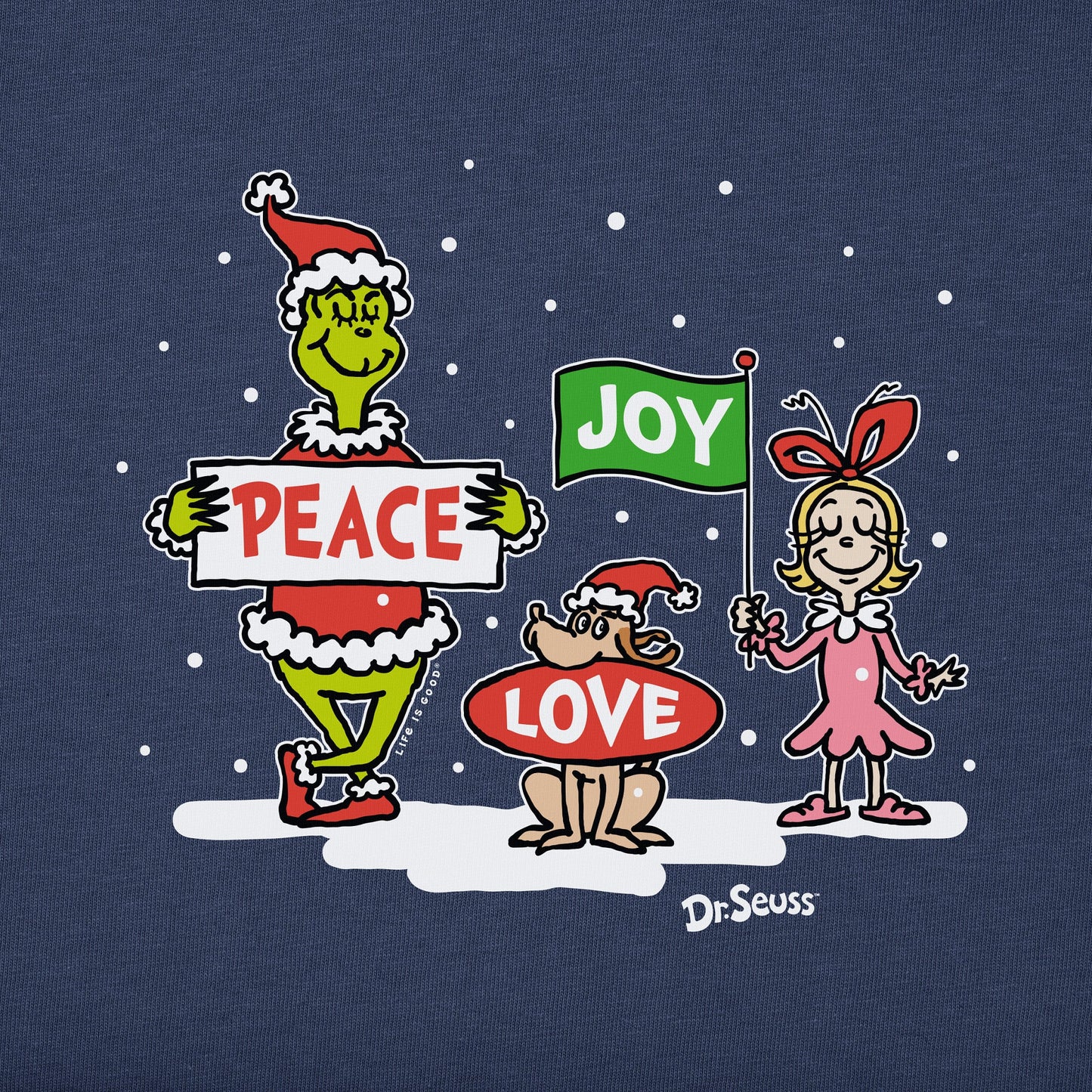 Women's Grinch Peace Love Joy Long Sleeve Crusher Tee