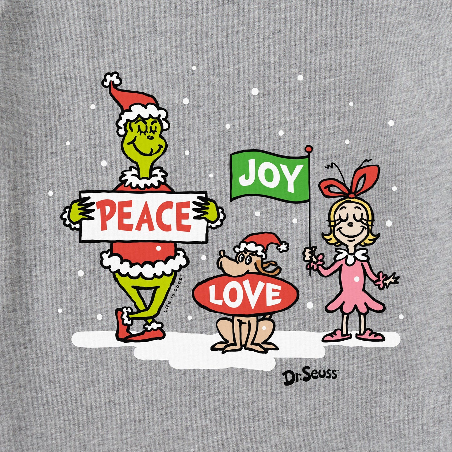 Women's Grinch Peace Love Joy Long Sleeve Crusher Tee