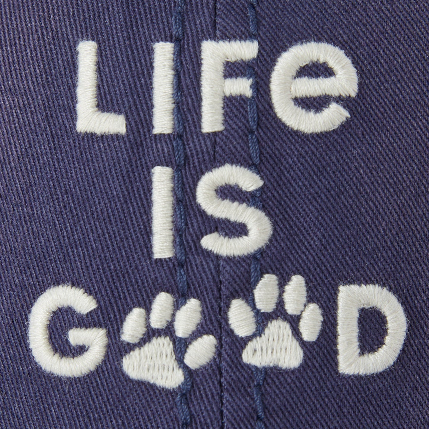 Adult Unisex Life is Good Paw Print Sunwashed Chill Cap
