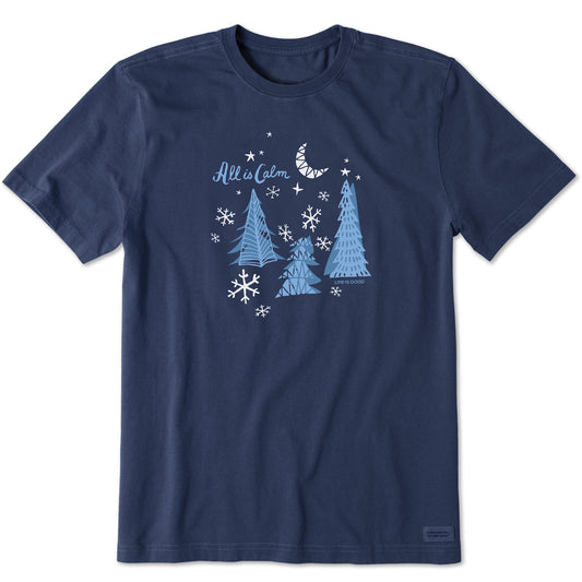 Men's All is Calm Winter Trees Short Sleeve Crusher Tee