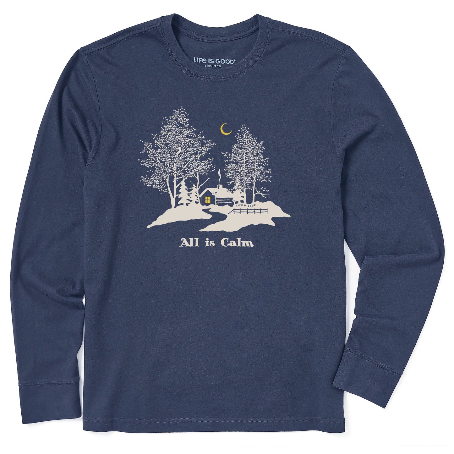 Men's All Is Calm Cabin Long Sleeve Crusher Tee