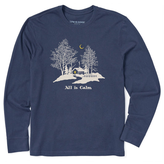 Men's All Is Calm Cabin Long Sleeve Crusher Tee