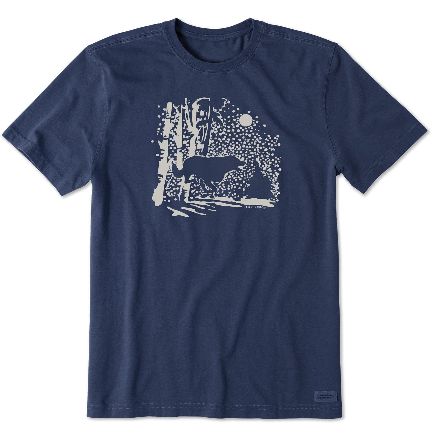 Men's Retro Snowy Woods Wolf Short Sleeve Crusher Tee