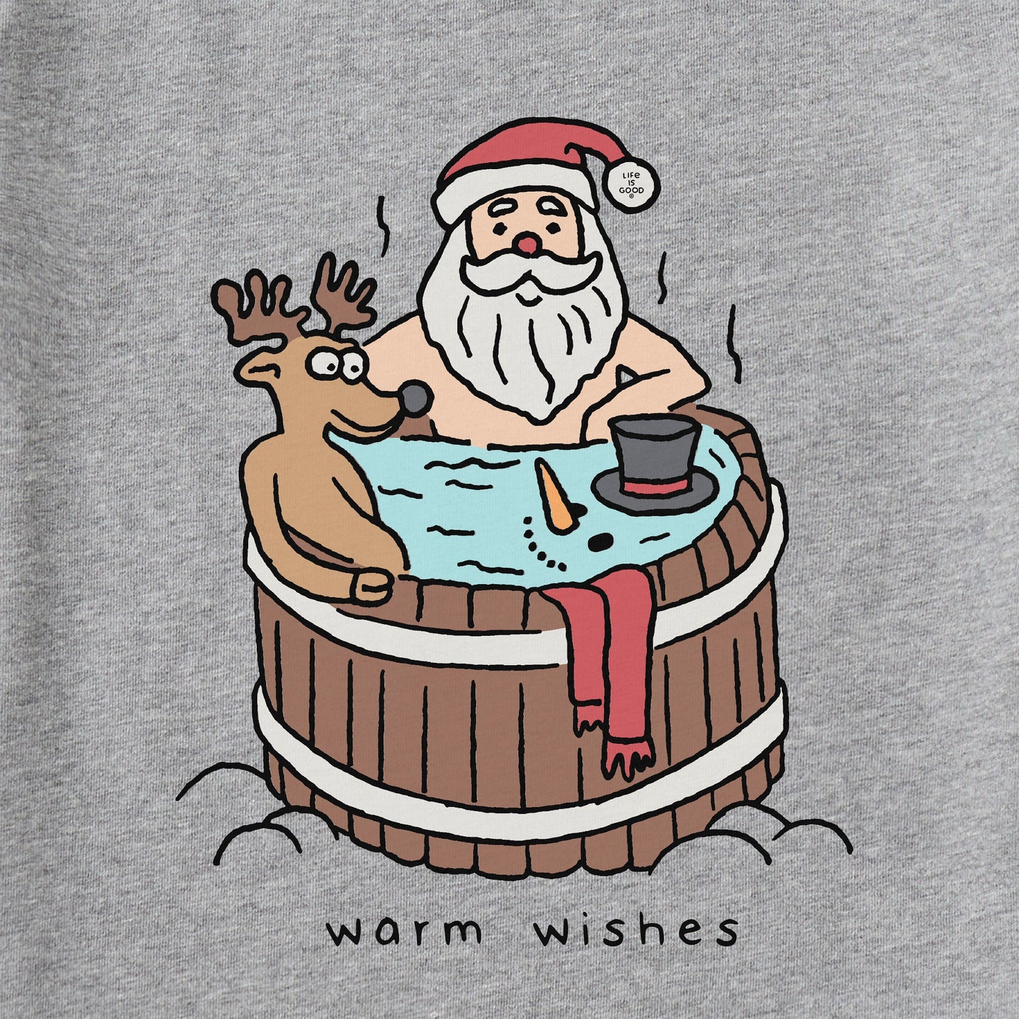 Men's Santa Warm Wishes Hot Tub Long Sleeve Crusher Tee