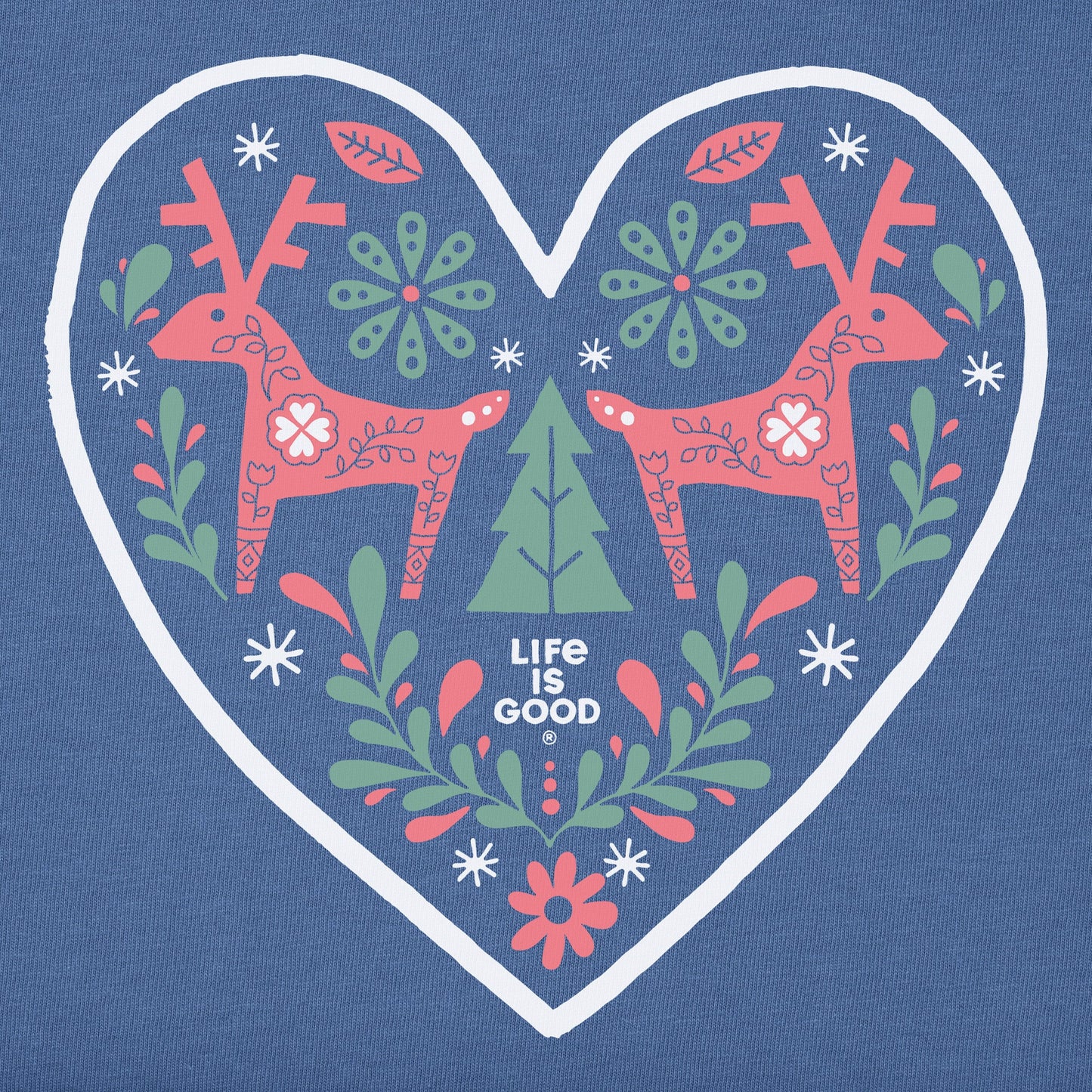 Women's Folk Winter Heart Long Sleeve Crusher Vee