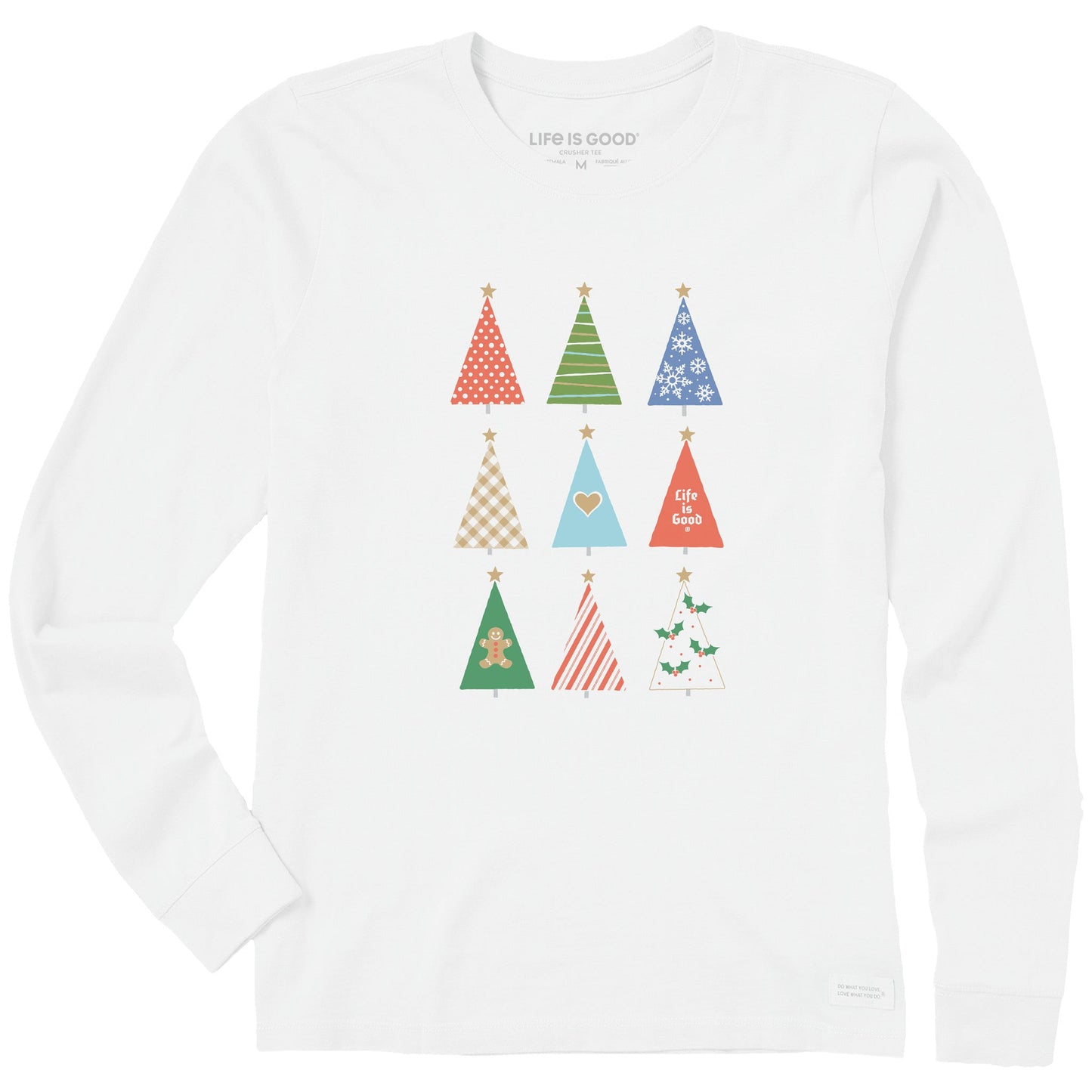 Women's Retro Christmas Trees Long Sleeve Crusher Tee