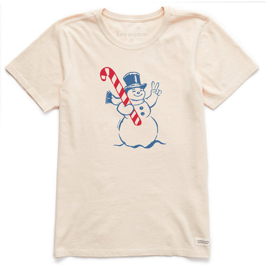 Women's Retro Peace Snowman Short Sleeve Crusher Tee