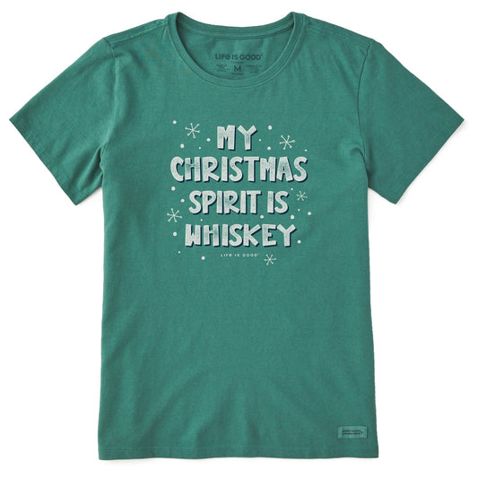 Women's My Christmas Spirit is Whiskey Short Sleeve Crusher Tee