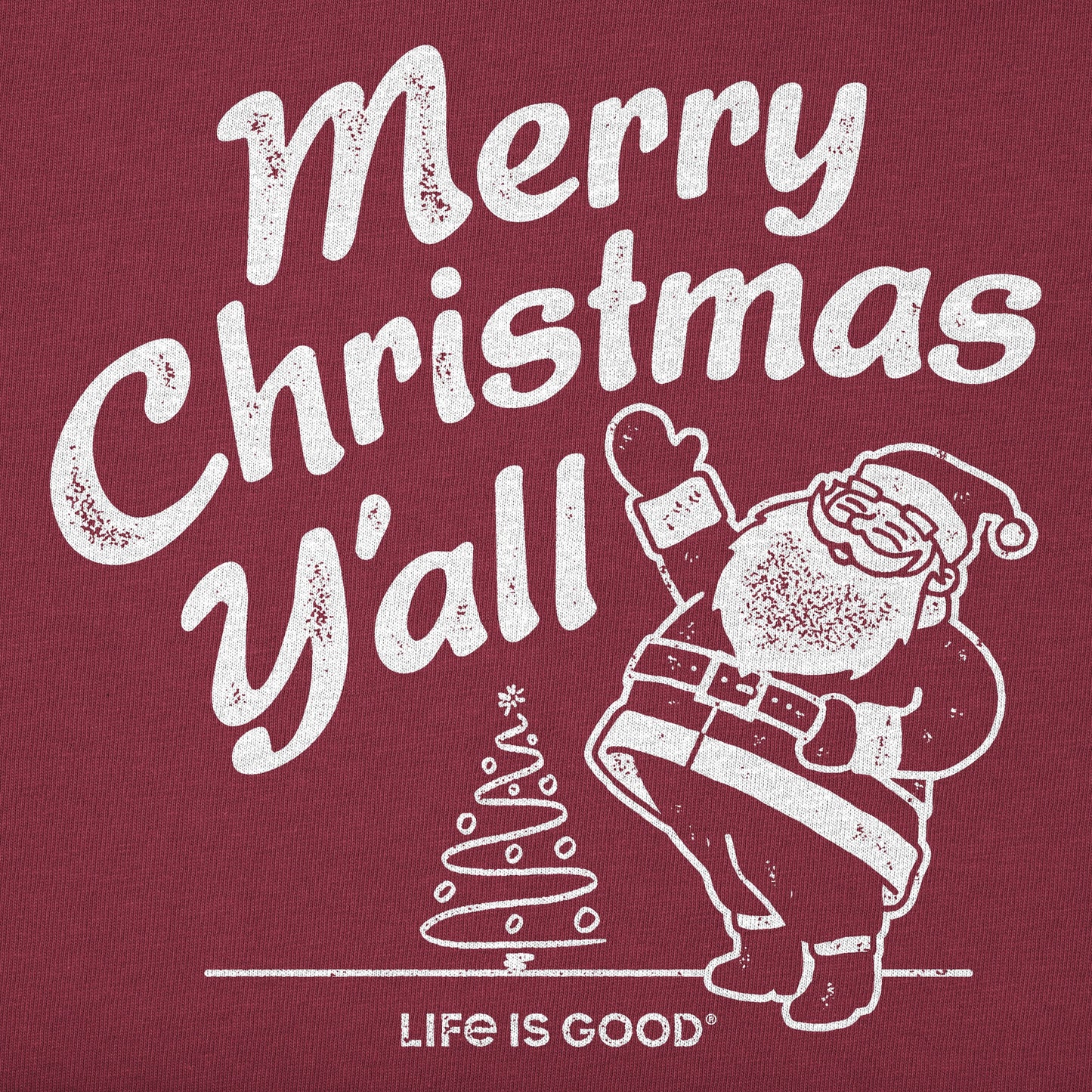 Men's Santa Merry Christmas Y'all Long Sleeve Crusher Tee