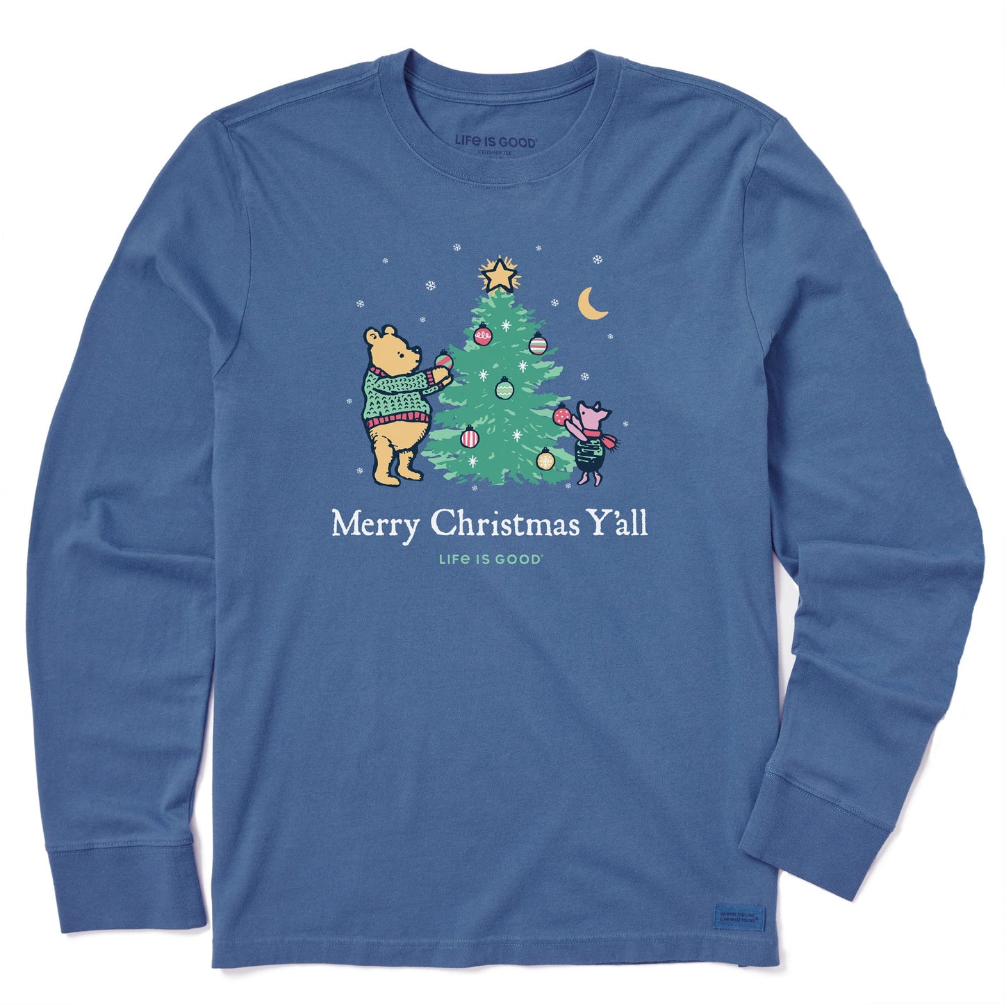 Men's Winnie Merry Christmas Y'all Long Sleeve Crusher Tee