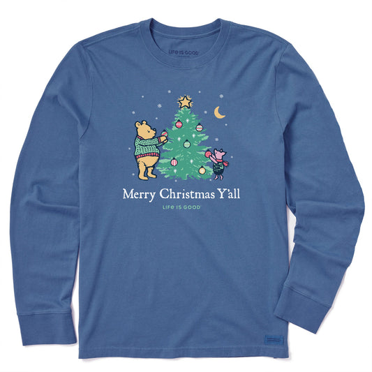 Men's Winnie Merry Christmas Y'all Long Sleeve Crusher Tee