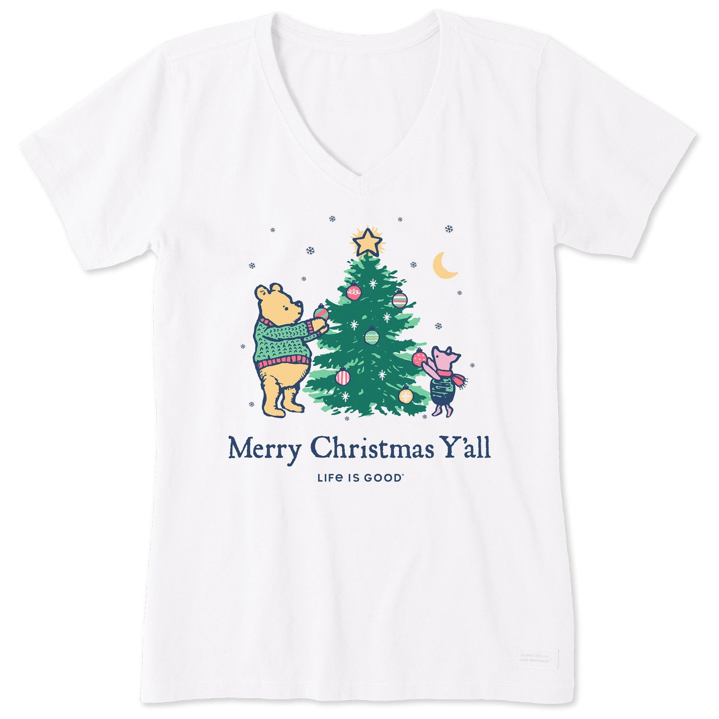 Women's Winnie Merry Christmas Y'all Short Sleeve Crusher Vee