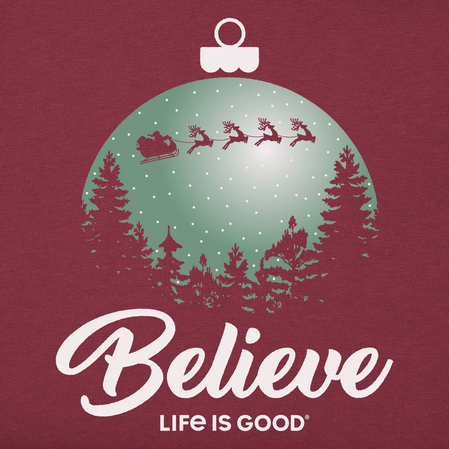 Women's Believe Santa Sleigh Long Sleeve Crusher Tee