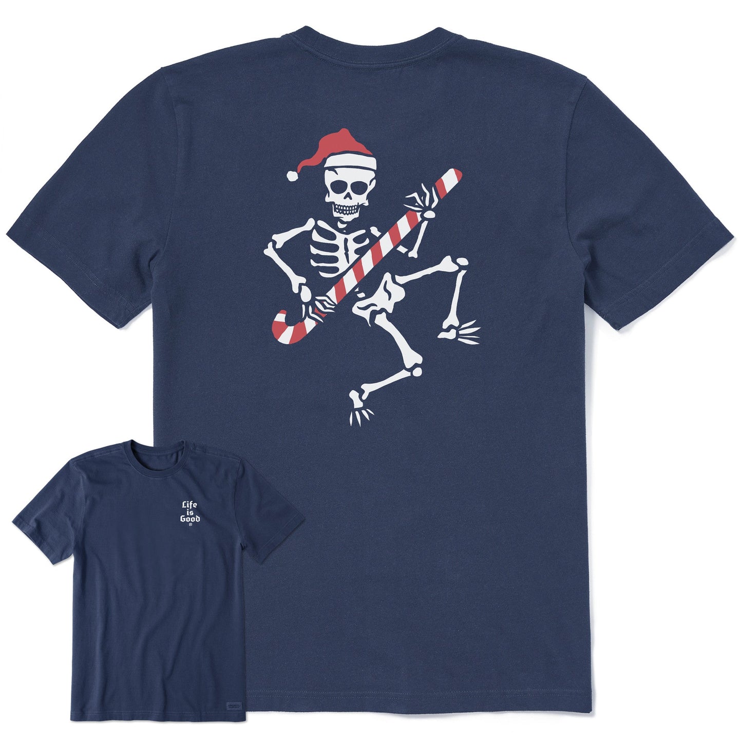 Men's Candy Cane Skeleton Short Sleeve Crusher Tee
