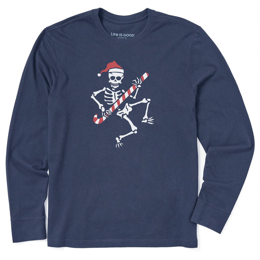 Men's Candy Cane Skeleton Long Sleeve Crusher Tee