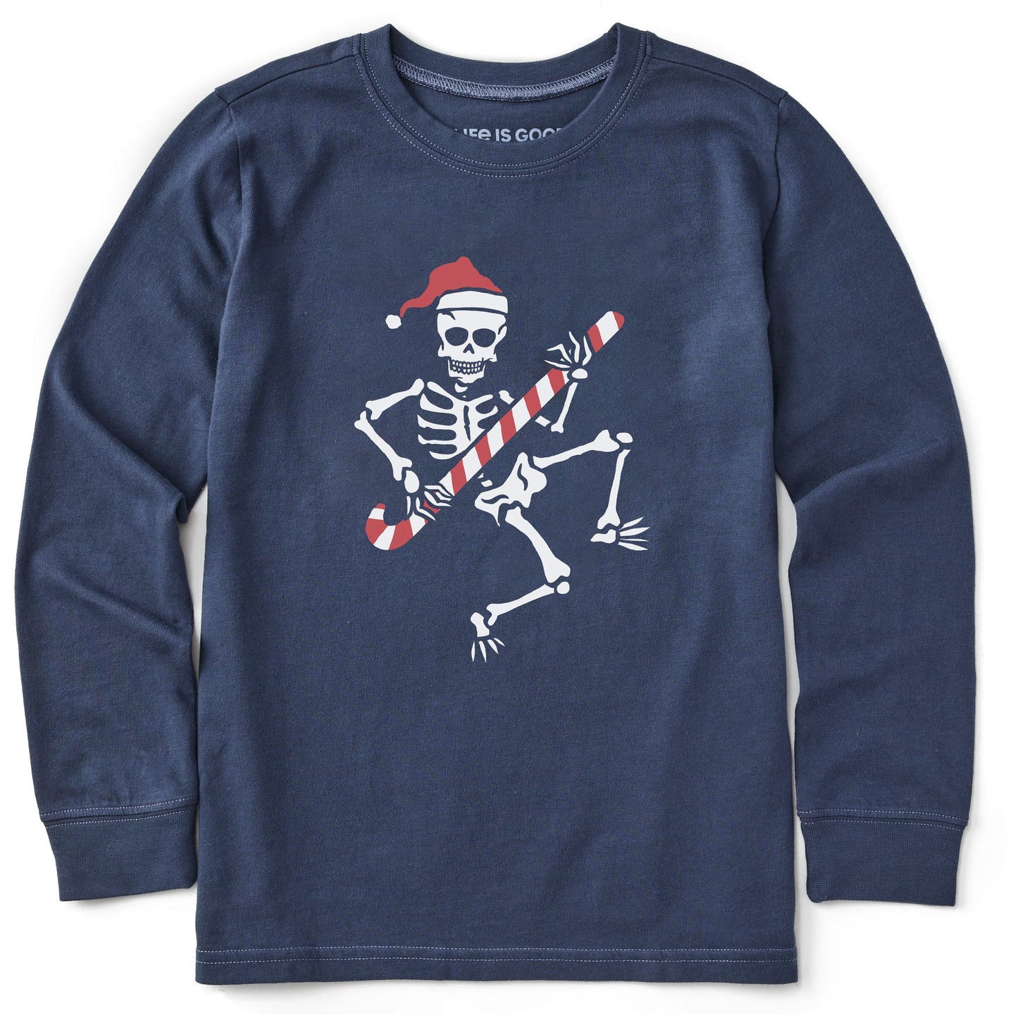 Kids Candy Cane Skeleton Long Sleeve Crusher Tee