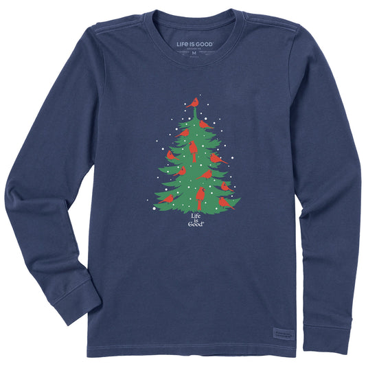 Women's Cardinal Holiday Tree Long Sleeve Crusher Tee