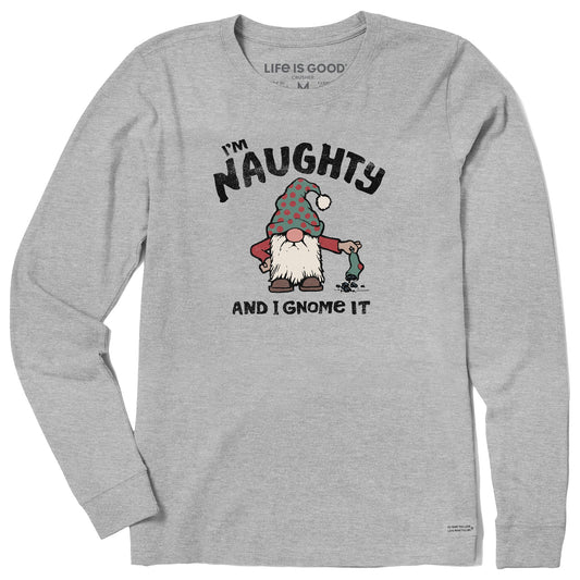 Women's Naughty Gnome Long Sleeve Crusher Tee