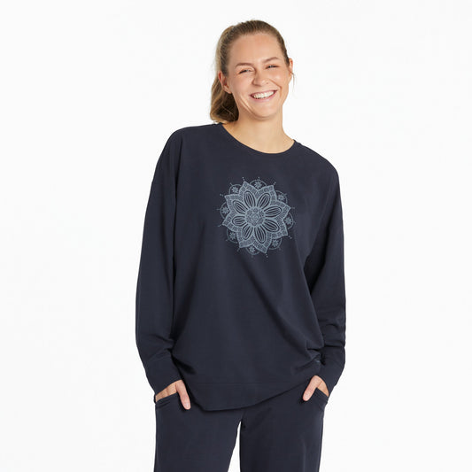 Women's Crochet Mandala Daisy Crusher-FLEX Oversized Crew