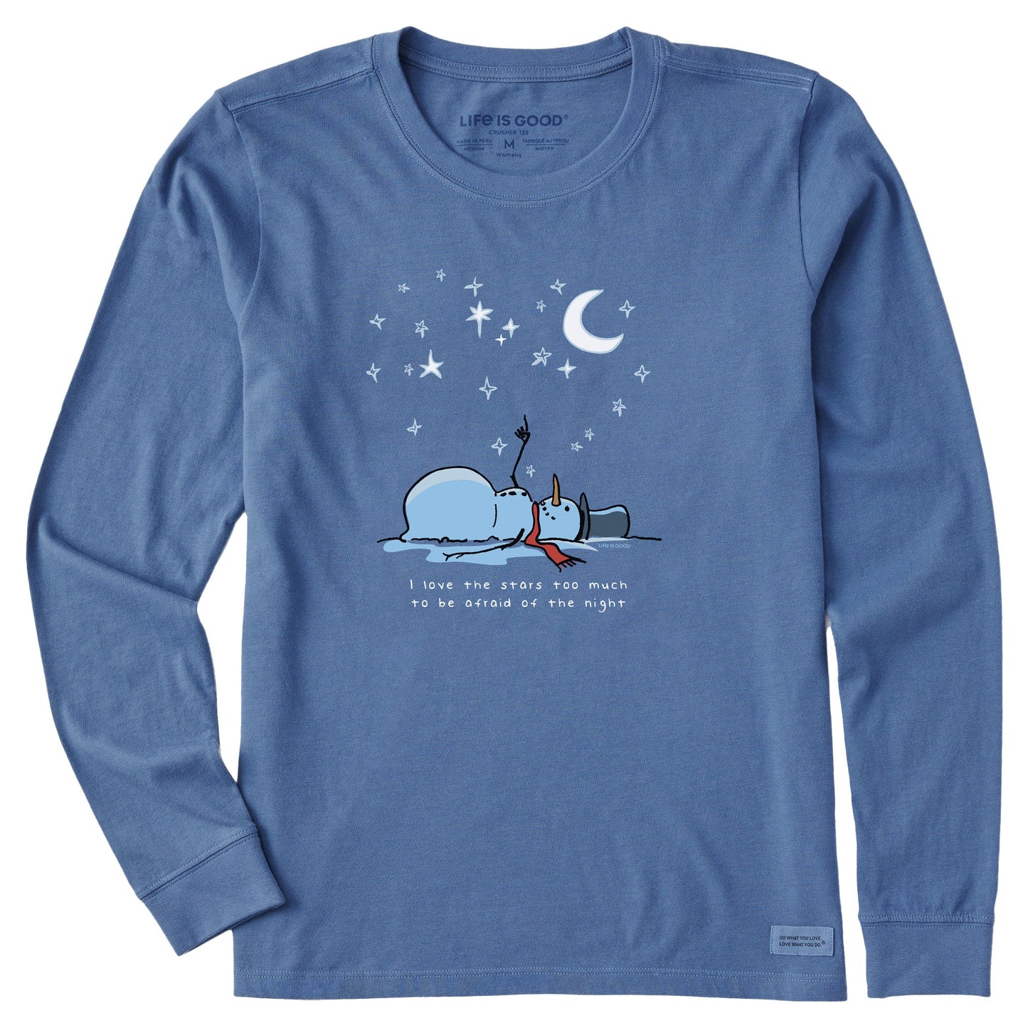 Women's Snowman Star Lover Long Sleeve Crusher Tee