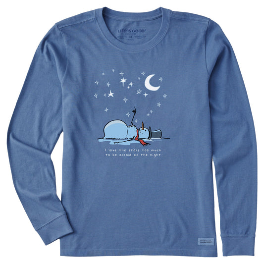 Women's Snowman Star Lover Long Sleeve Crusher Tee
