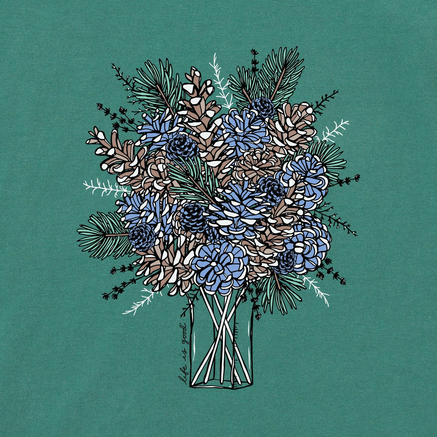 Women's Pinecone Bouquet Long Sleeve Crusher Vee