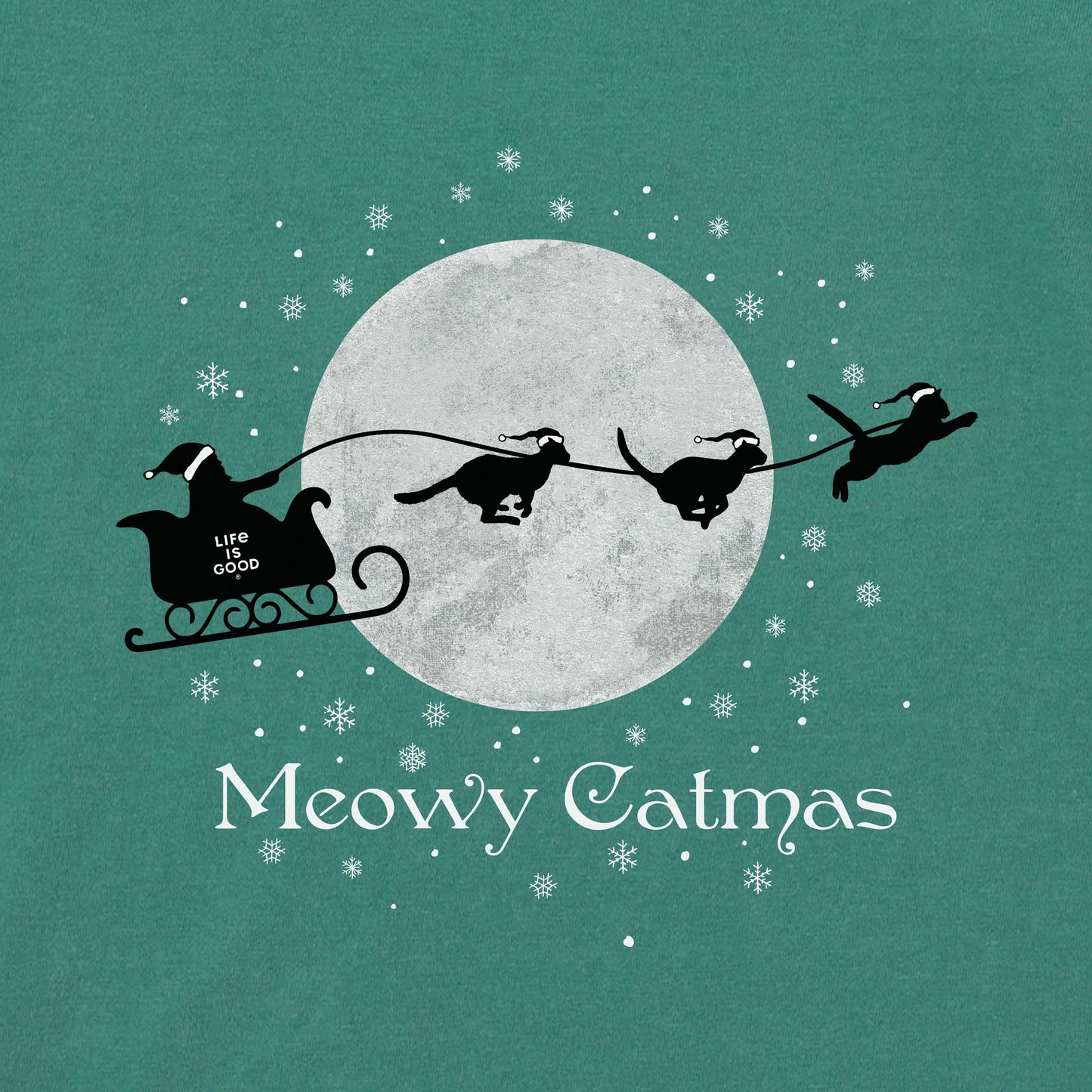 Women's Santa's Sleigh Cats Long Sleeve Crusher Tee
