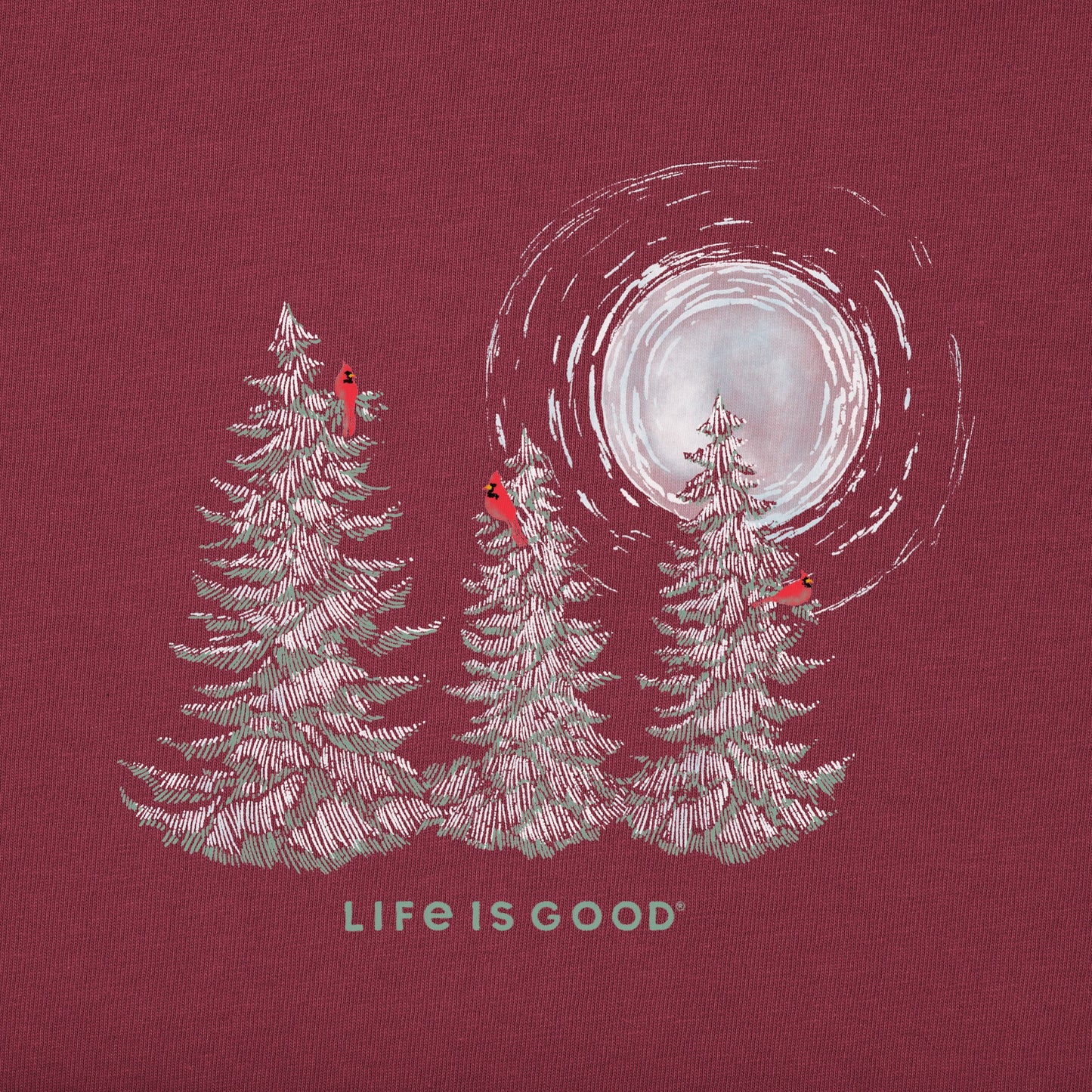 Women's Snowy Pines with Cardinals Short Sleeve Crusher Tee
