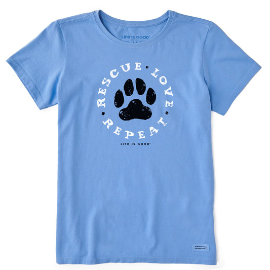 Women's Rescue Love Repeat Paw Short Sleeve Crusher Tee