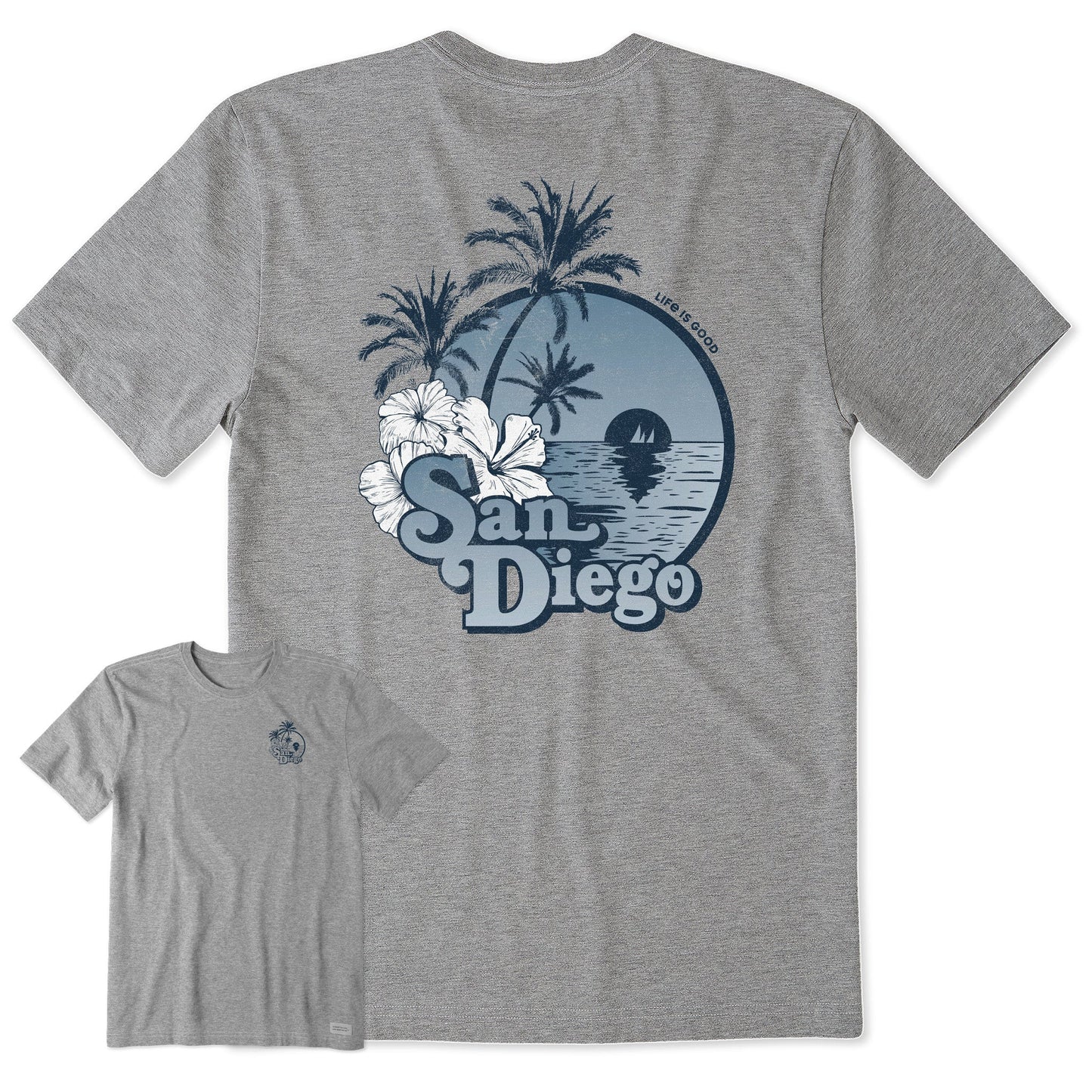 Men's San Diego Hibiscus Palms Short Sleeve Crusher Tee