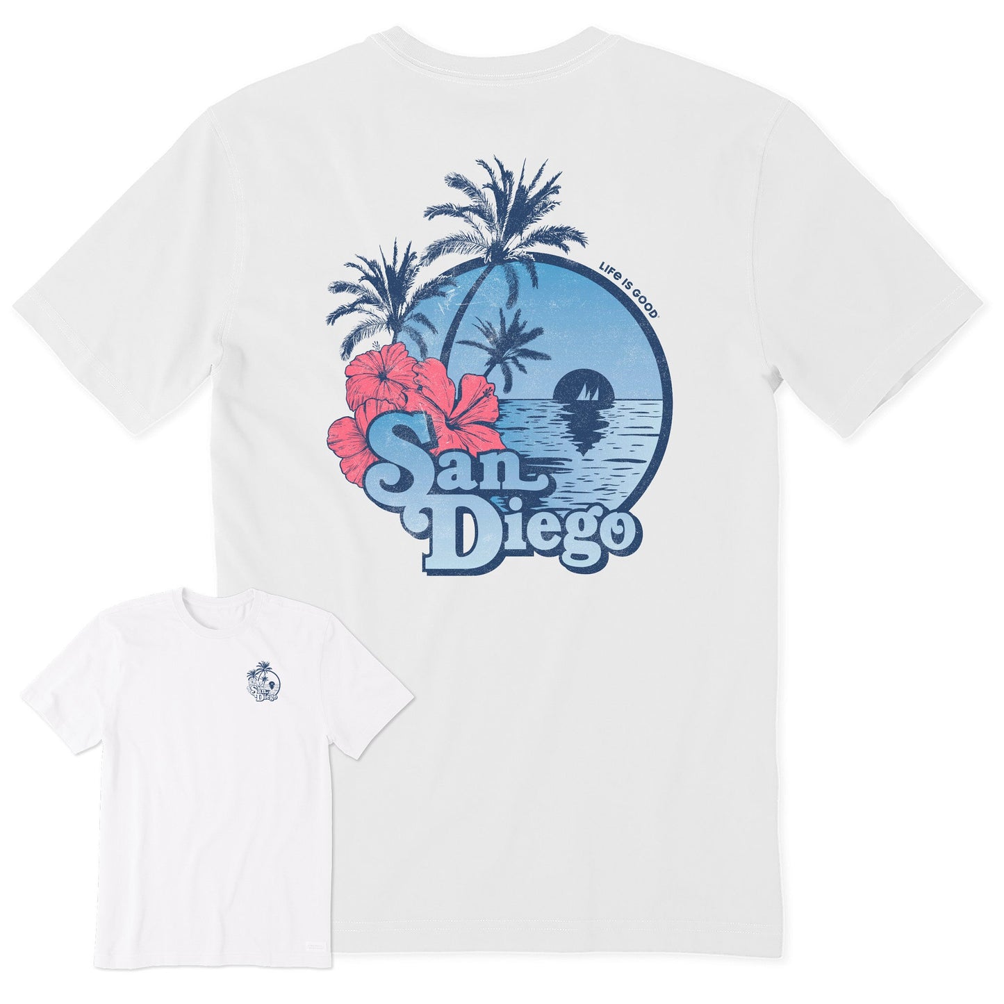 Men's San Diego Hibiscus Palms Short Sleeve Crusher Tee