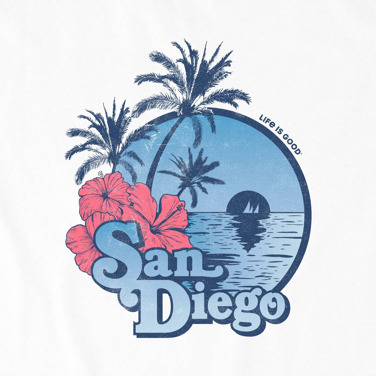 Men's San Diego Hibiscus Palms Short Sleeve Crusher Tee