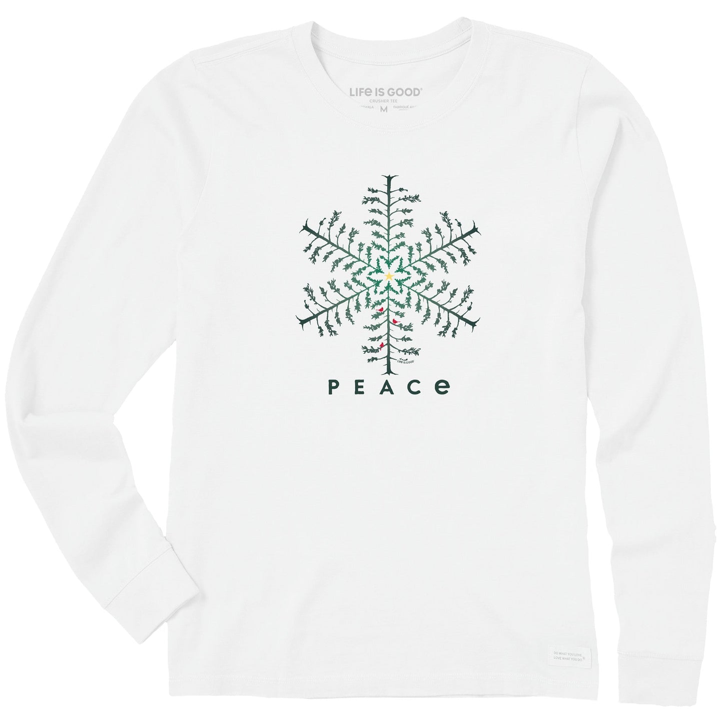 Women's Snowflake Peace Trees Long Sleeve Crusher Tee