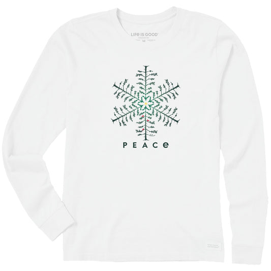 Women's Snowflake Peace Trees Long Sleeve Crusher Tee