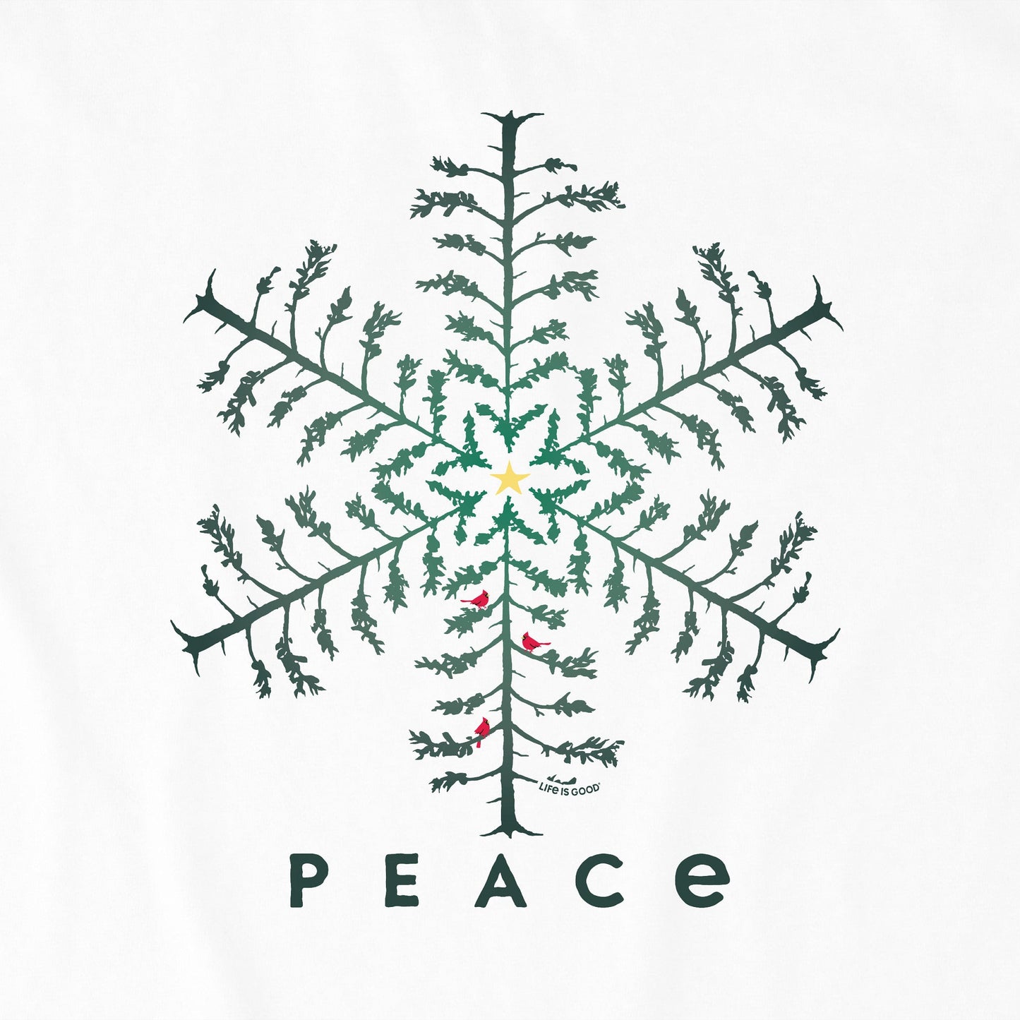 Women's Snowflake Peace Trees Long Sleeve Crusher Tee