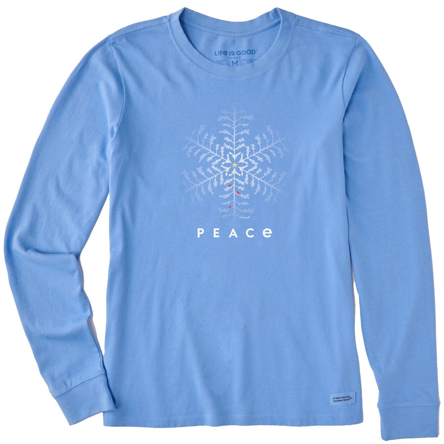 Women's Snowflake Peace Trees Long Sleeve Crusher Tee