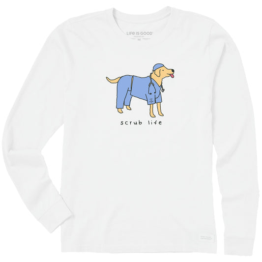 Women's Scrub Life Dog Long Sleeve Crusher Tee