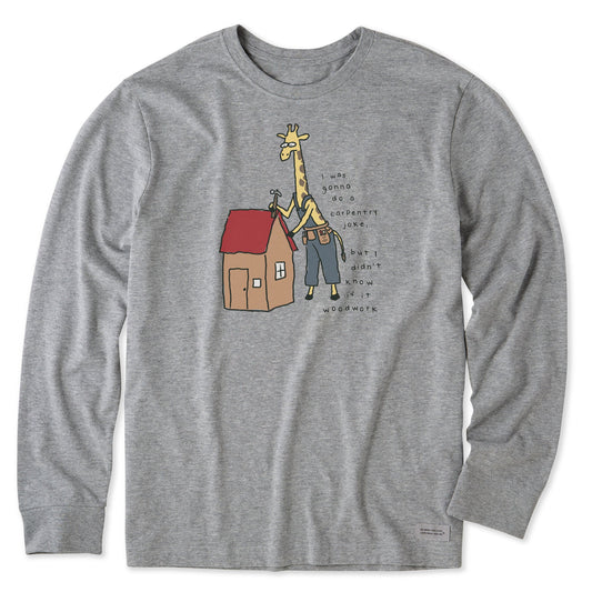 Men's Giraffe Woodwork Long Sleeve Crusher Tee