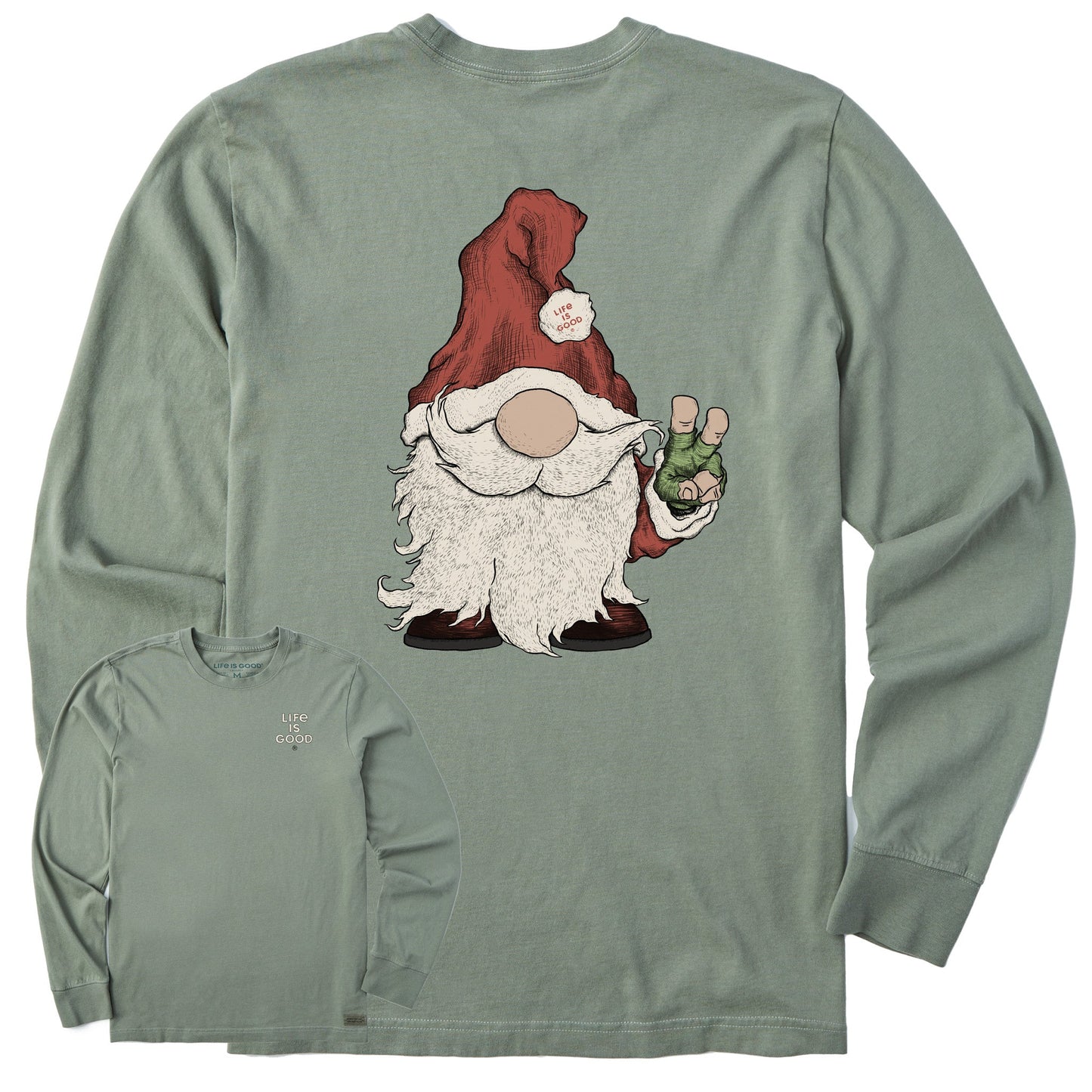 Men's Gnome Santa Long Sleeve Crusher Tee