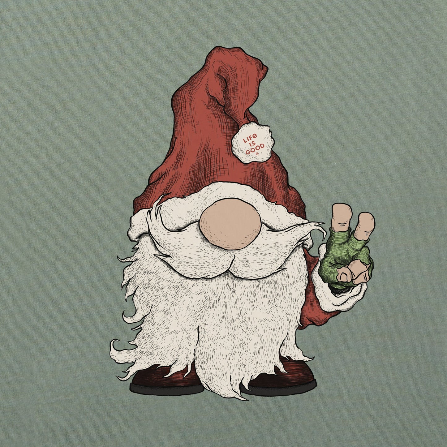 Men's Gnome Santa Long Sleeve Crusher Tee